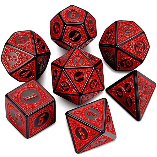 Set de 7 dés Noirs et rouges